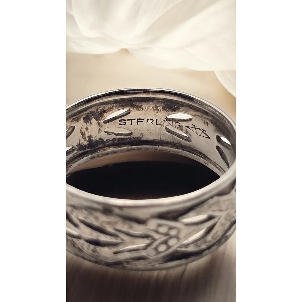 Twisted Scrollwork Ring Size 9 Sterling Silver – Celtic Inspired Band - Picture 5 of 6